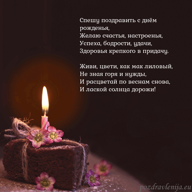 Анимированная открытка - торт с горящей свечкой