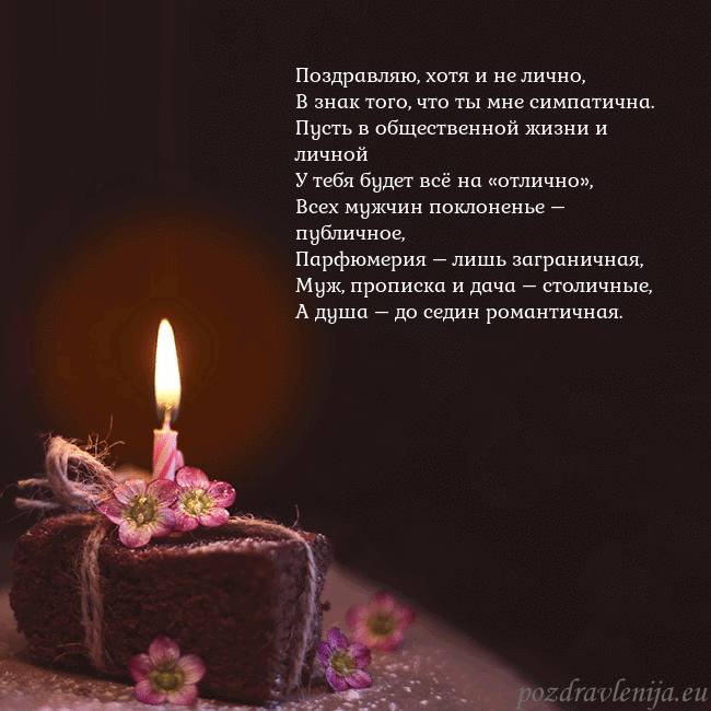 Анимированная открытка - торт с горящей свечкой