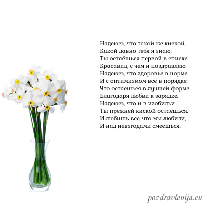 Открытка с нарциссами