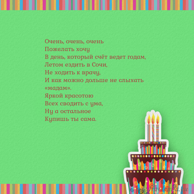 Открытка на день рождения с тортом и свечами