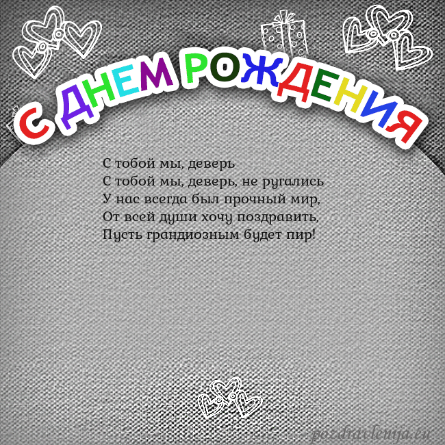 Открытка на день рождения с цветной надписью