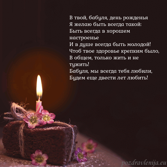 Анимированная открытка - торт с горящей свечкой