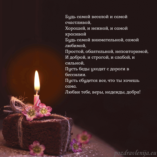 Анимированная открытка - торт с горящей свечкой