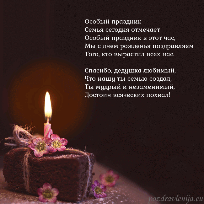 Анимированная открытка - торт с горящей свечкой