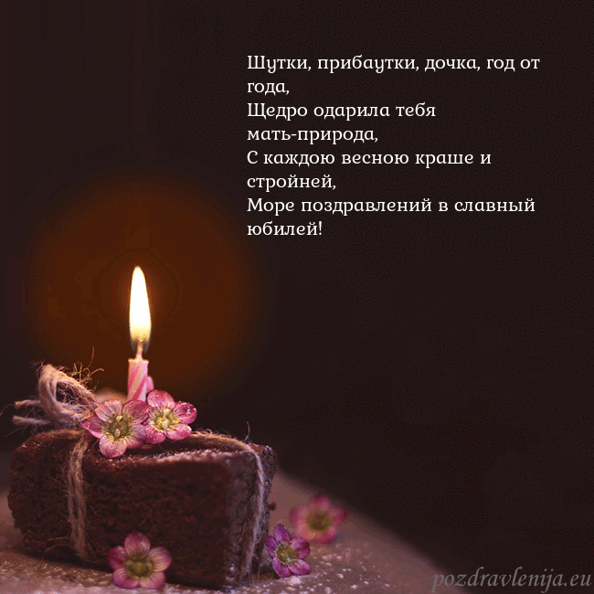 Анимированная открытка - торт с горящей свечкой