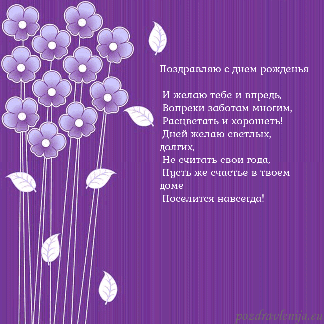 Открытка с фиолетовыми цветами