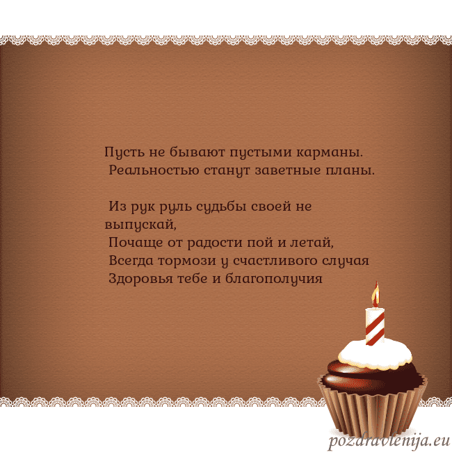 Открытка на день рождения с кексом и свечкой