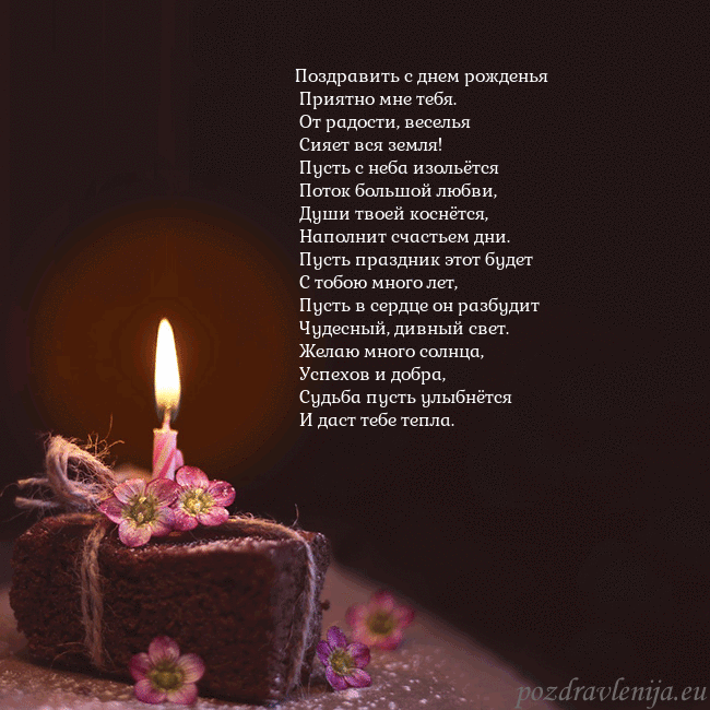 Анимированная открытка - торт с горящей свечкой