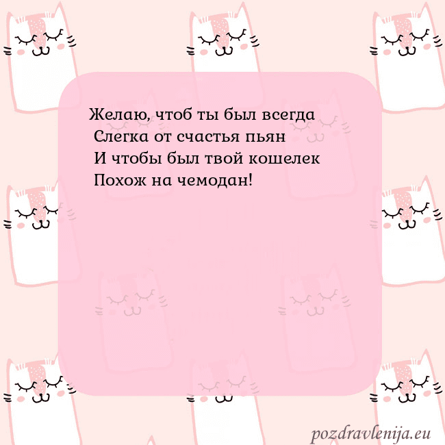 Розовая открытка с забавными кошками