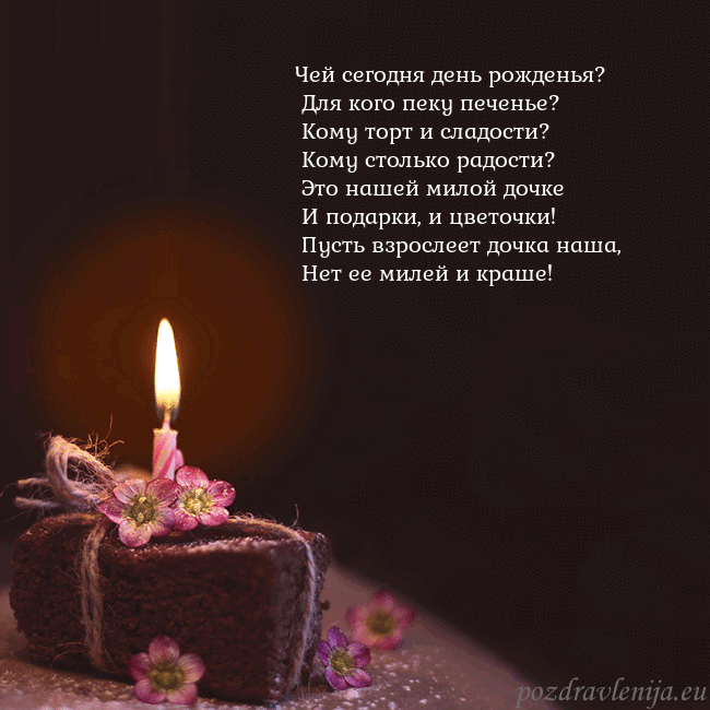 Анимированная открытка - торт с горящей свечкой