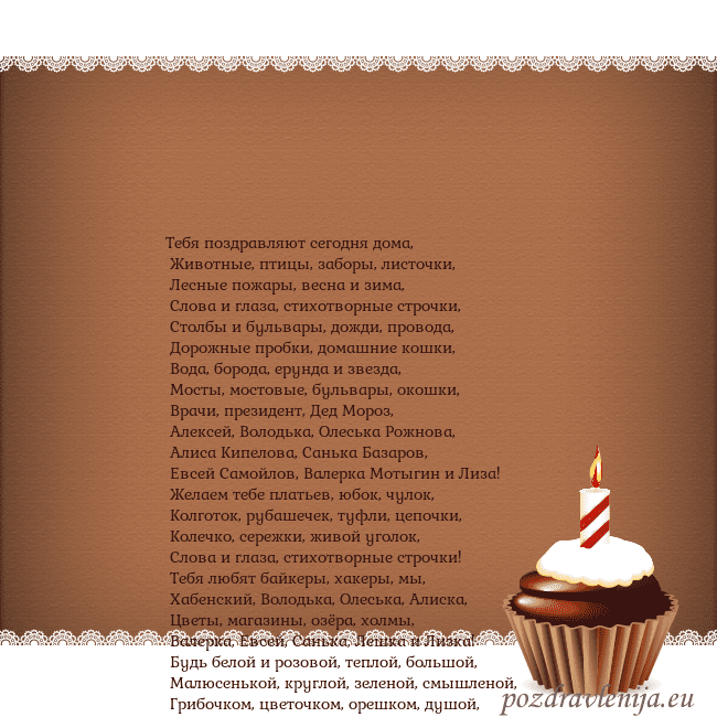 Открытка на день рождения с кексом и свечкой Тебя поздравляют сегодня дома,
Животные, птицы, Открытка на день рождения с кексом и свечкой