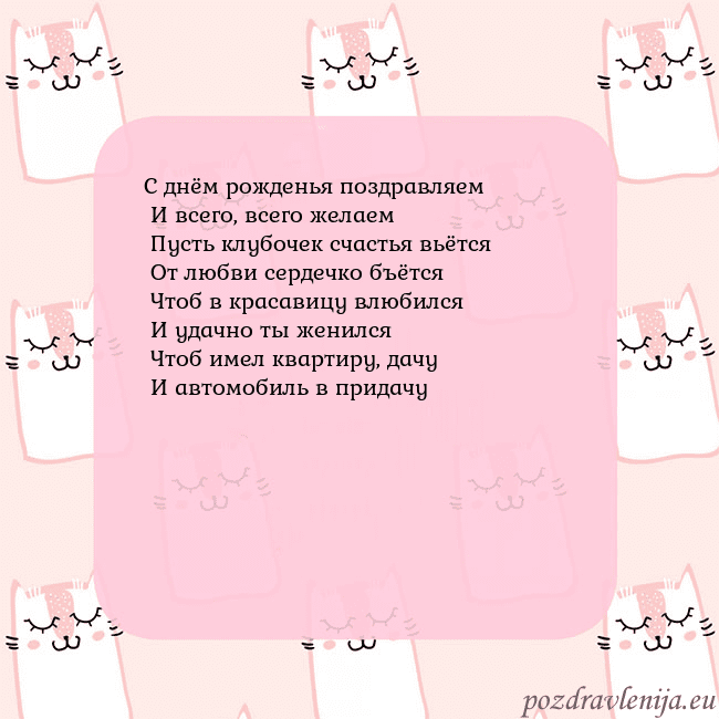 Розовая открытка с забавными кошками