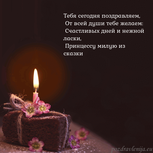 Анимированная открытка - торт с горящей свечкой