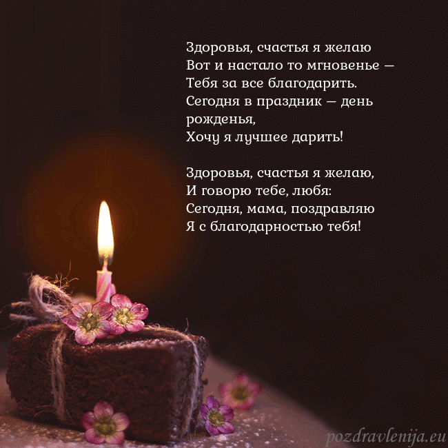 Анимированная открытка - торт с горящей свечкой