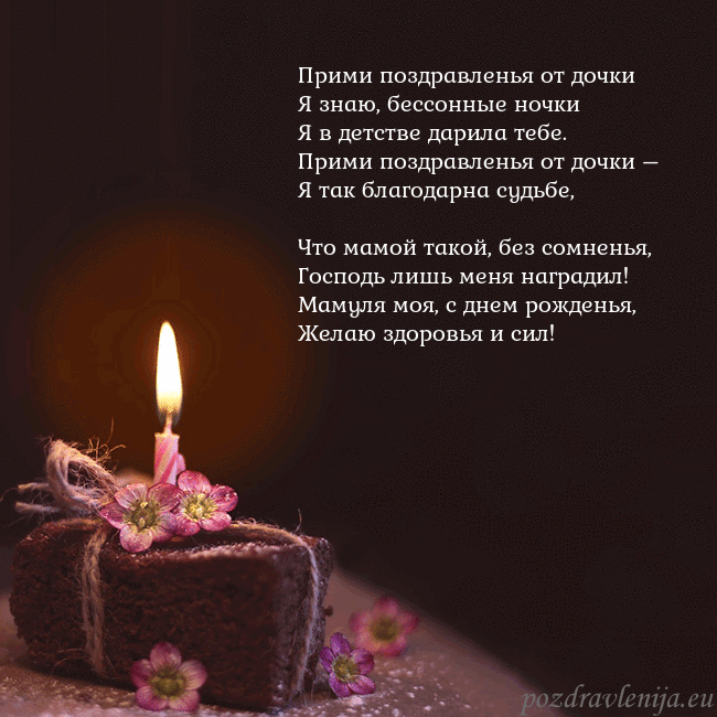 Анимированная открытка - торт с горящей свечкой