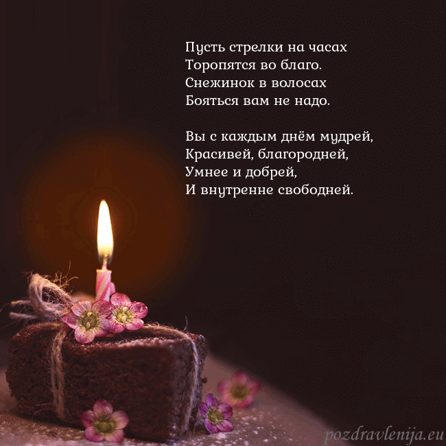 Анимированная открытка - торт с горящей свечкой