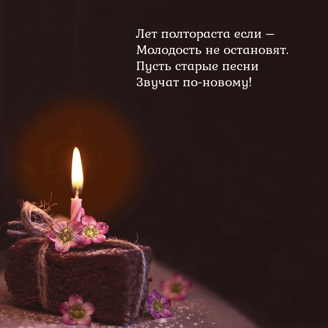 Анимированная открытка - торт с горящей свечкой