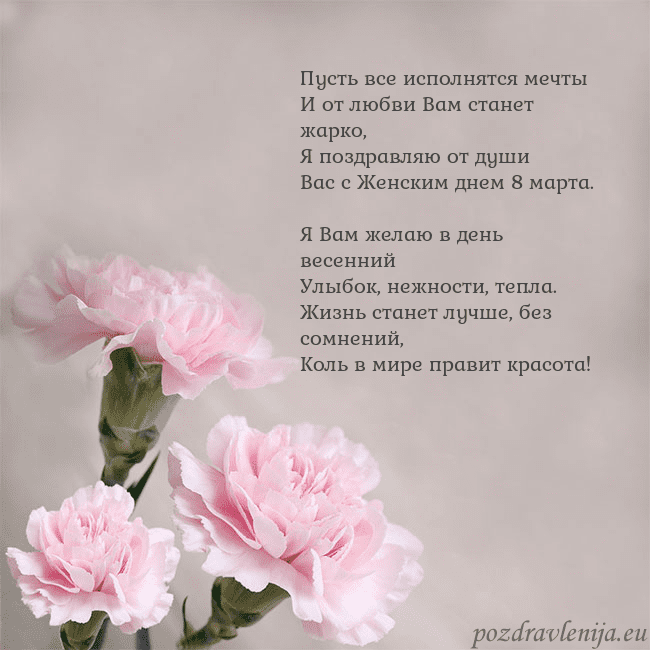 Открытка с розовыми гвоздиками Пусть все исполнятся мечты
И от любви Вам станет Открытка с розовыми гвоздиками