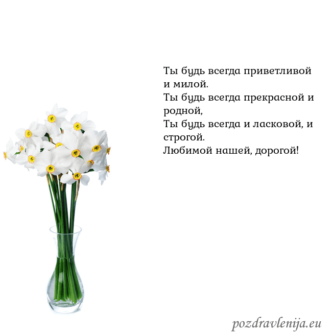 Открытка с нарциссами