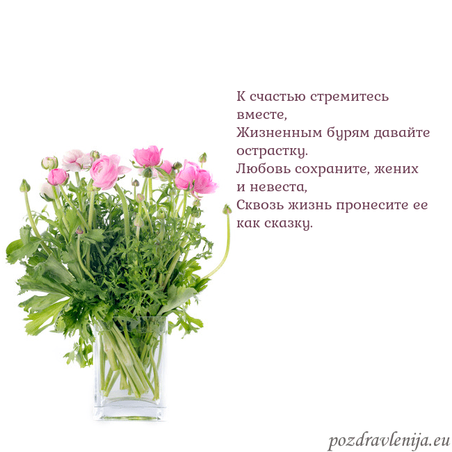 Открытка с цветами в вазе К счастью стремитесь вместе,
Жизненным бурям дава Открытка с цветами в вазе