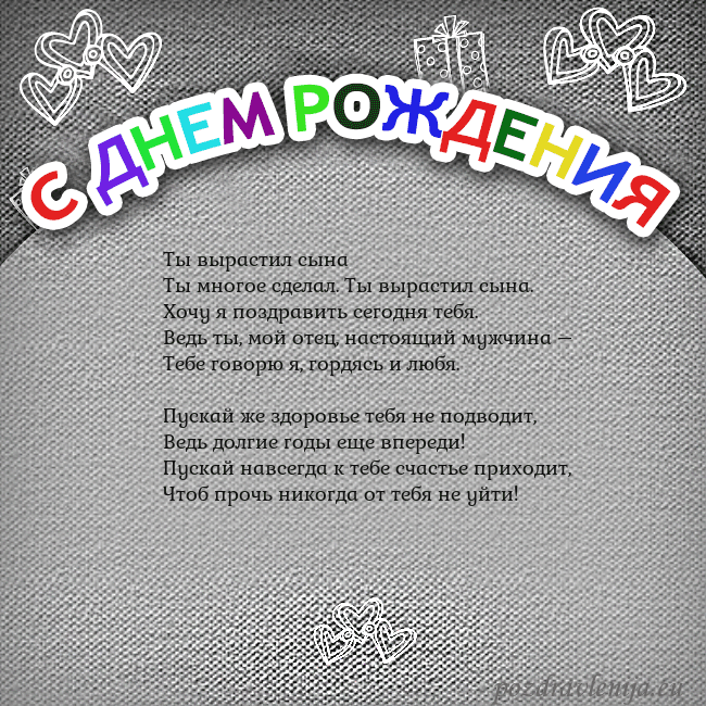 Открытка на день рождения с цветной надписью