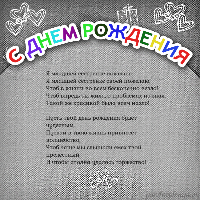 Открытка на день рождения с цветной надписью