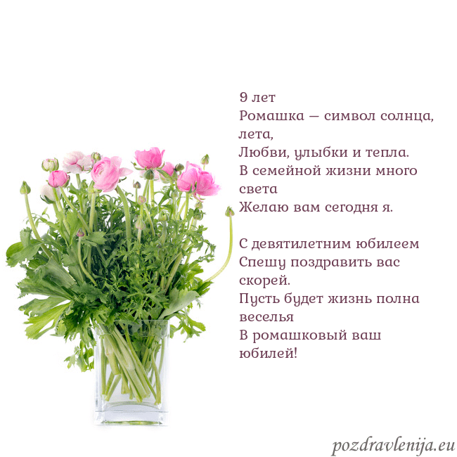 Открытка с цветами в вазе 9 лет
Ромашка – символ солнца, лета,
Любви, улыбки Открытка с цветами в вазе